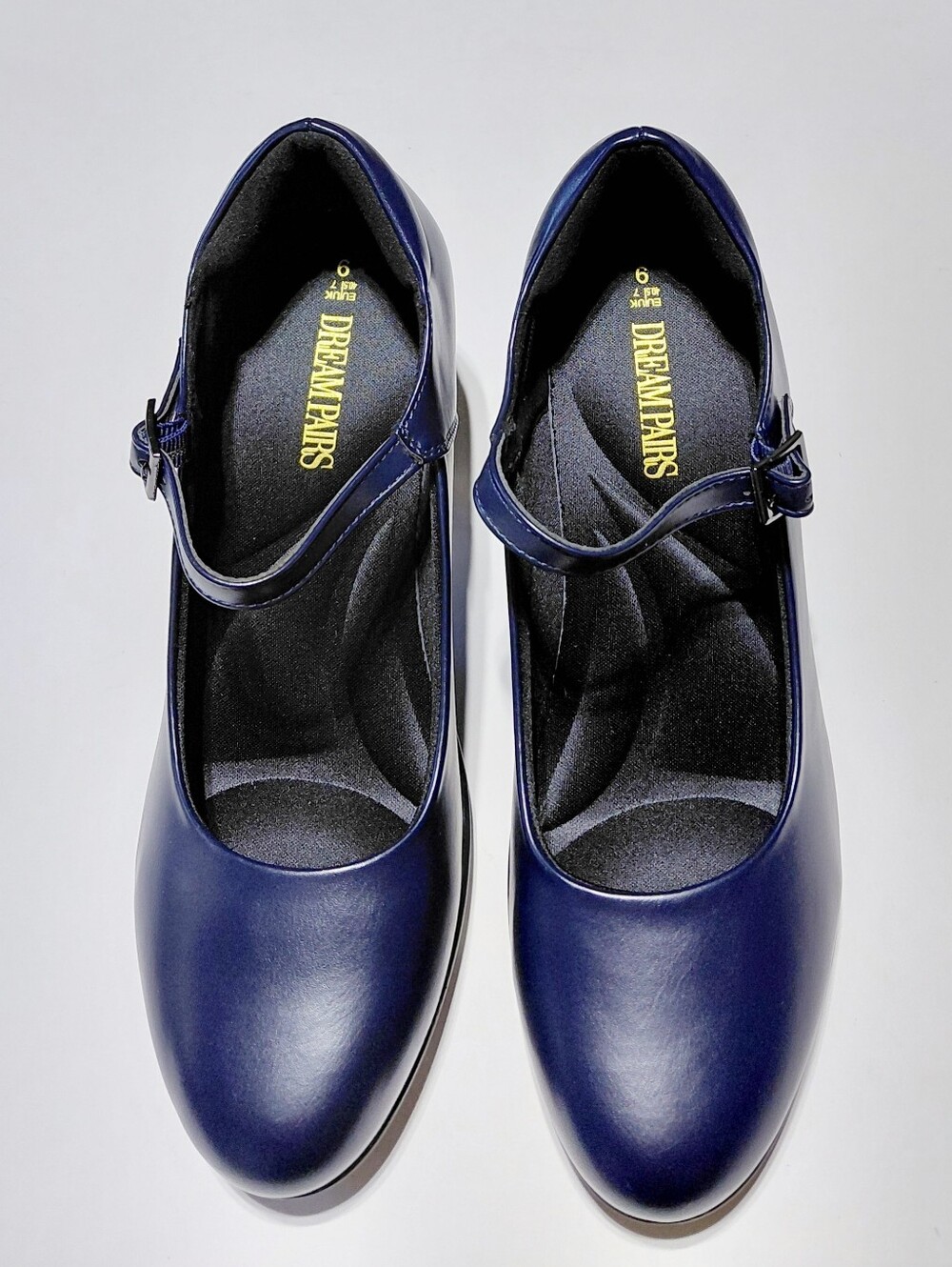 DREAM PAIRS Women's  Navy Mary Jane Chunky Low Block Heel Pumps Size 9